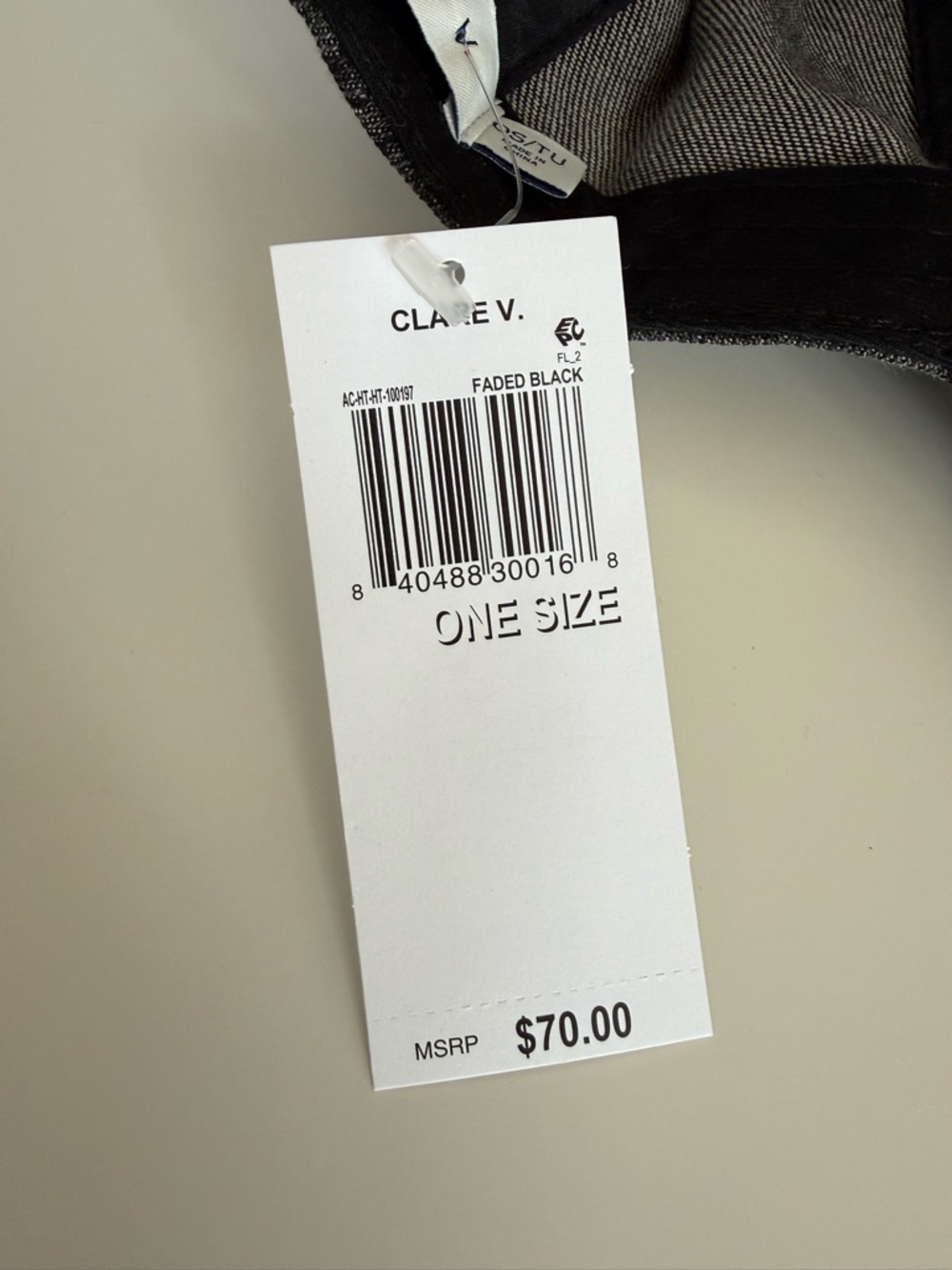 CLARE V. Oui Patch Washed Black Denim Baseball Cap - Picture 9 of 10